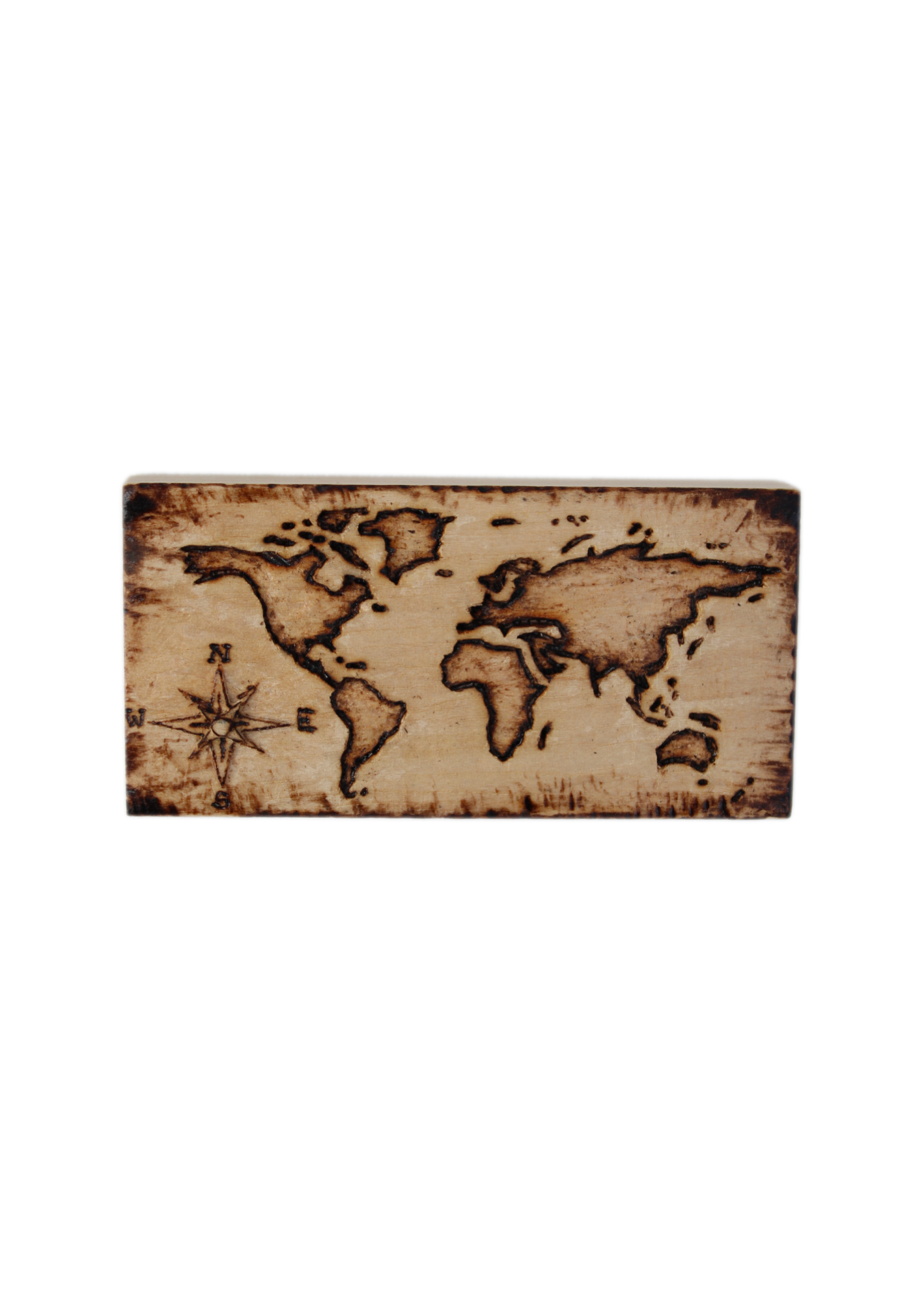 World Map Wood Carving