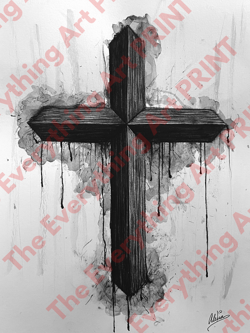 Charcoal Cross Print