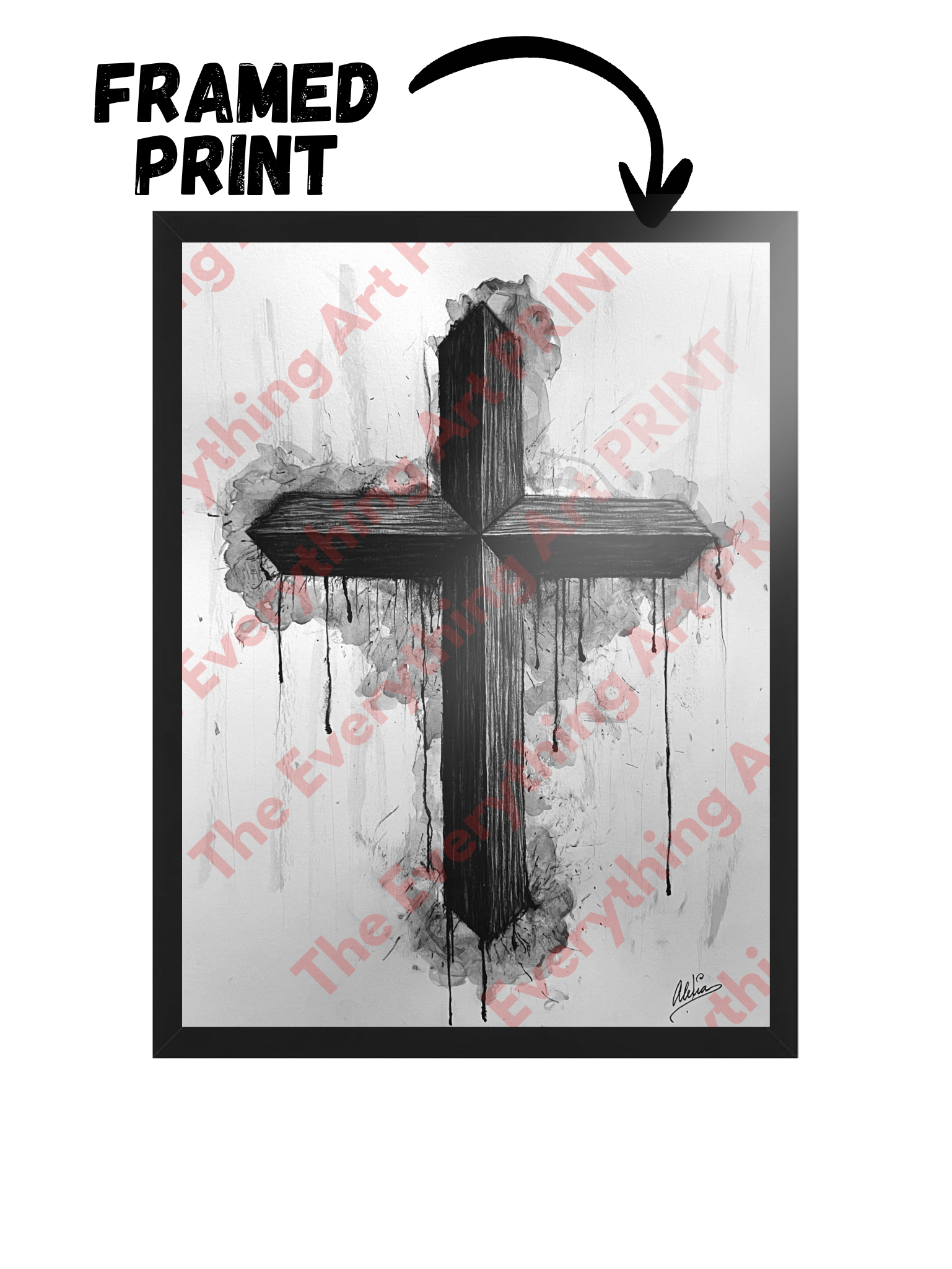 Charcoal Cross Print