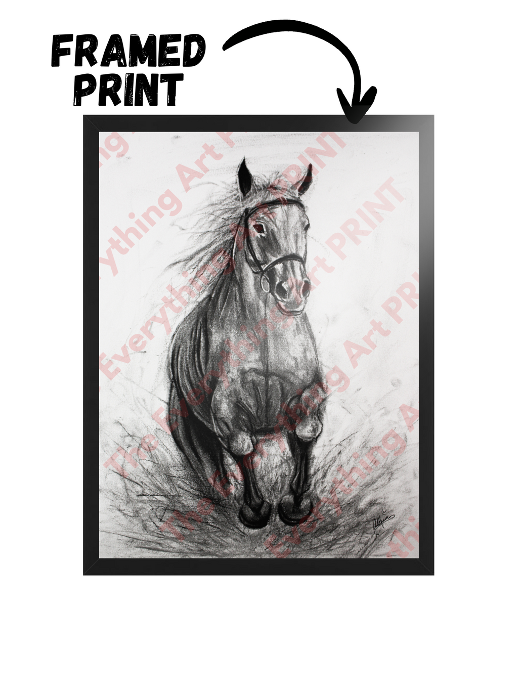 Charcoal Horse Print