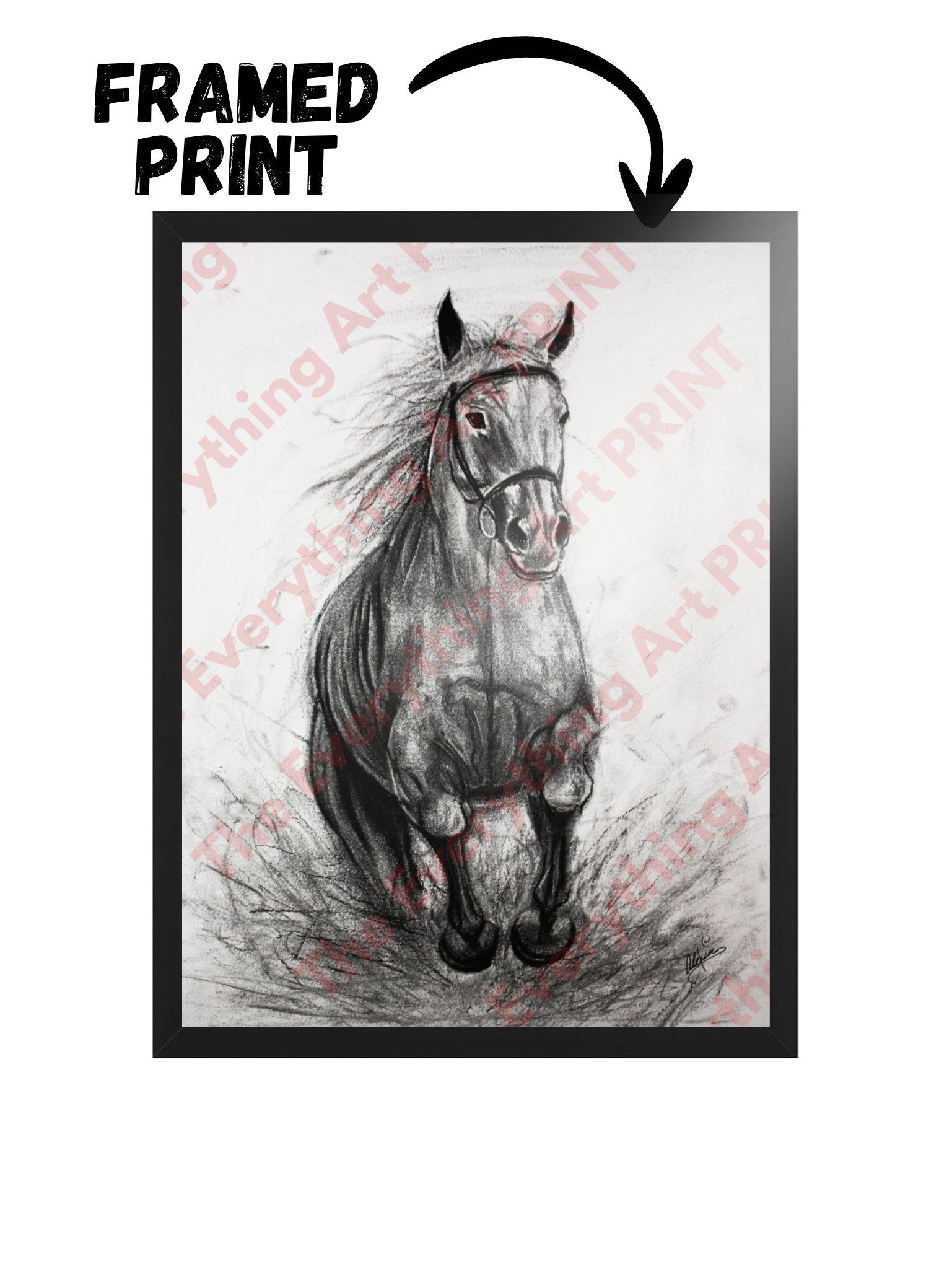 Charcoal Horse Print