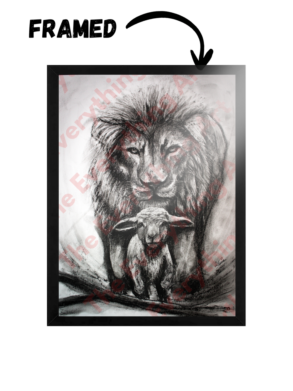 Charcoal Lion and Lamb
