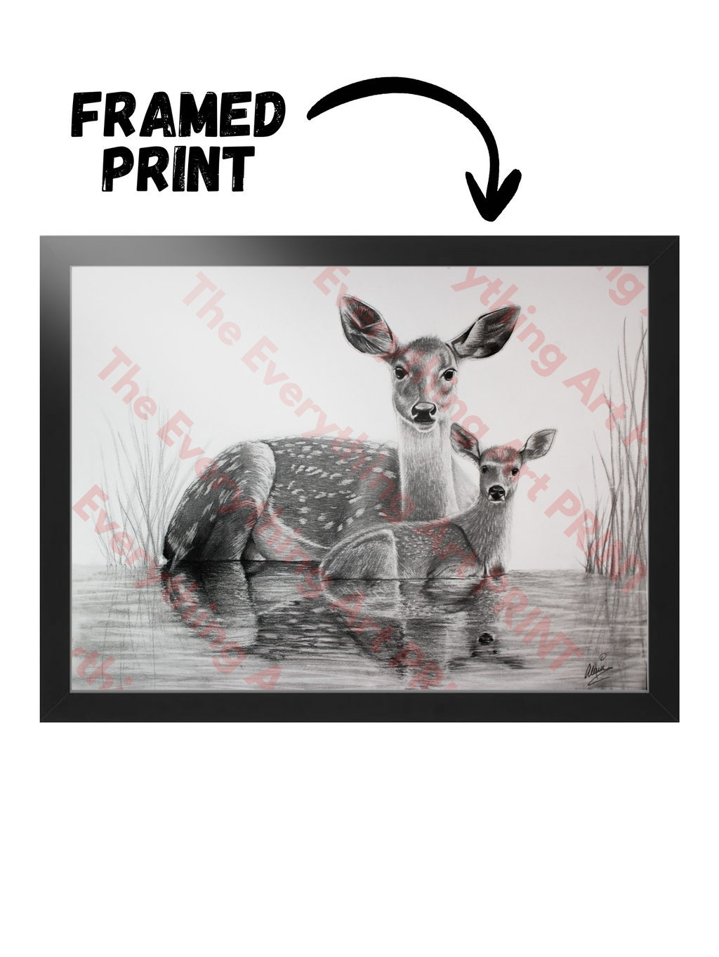 Momma and Baby Deer Print