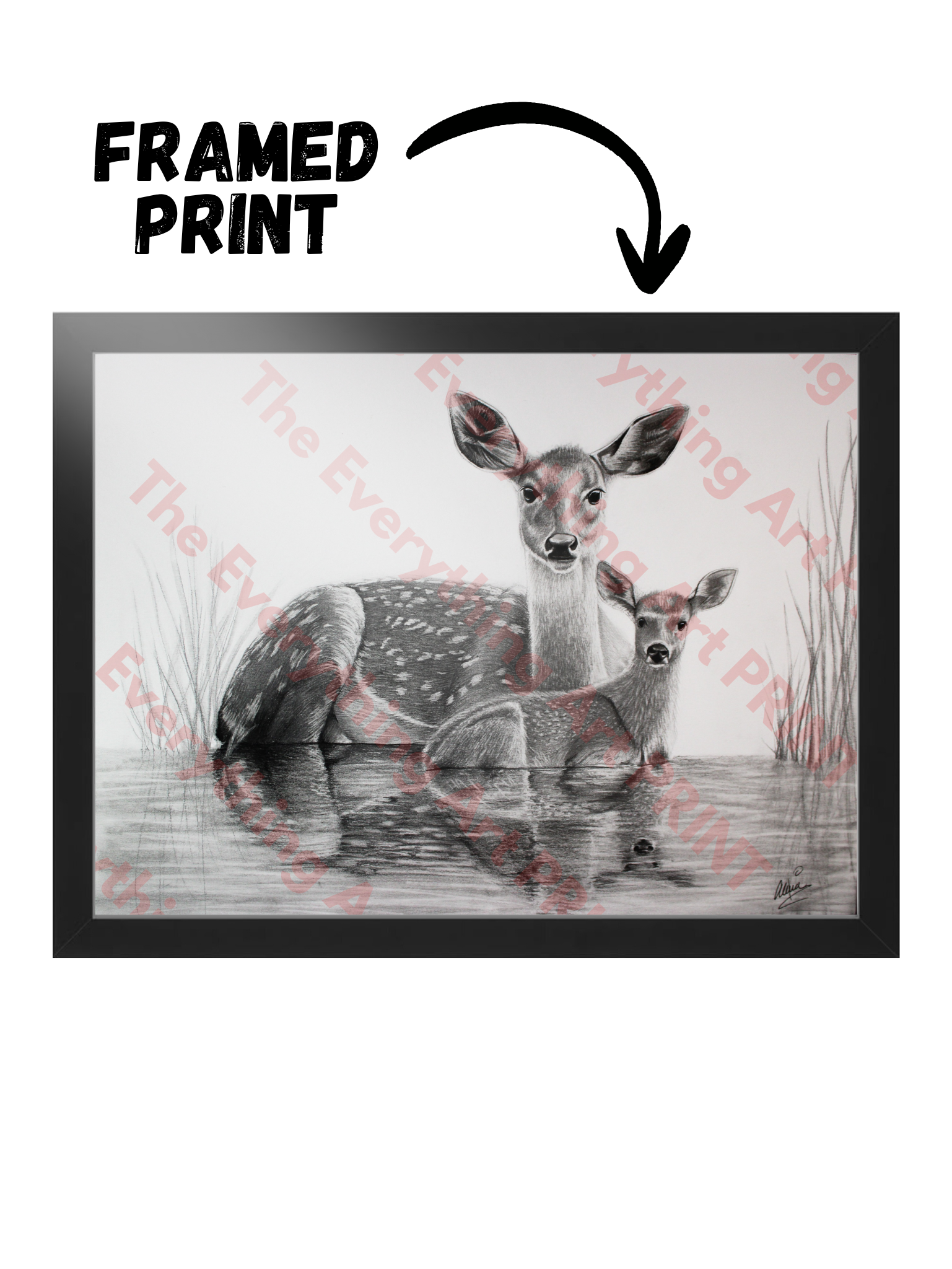 Momma and Baby Deer Print