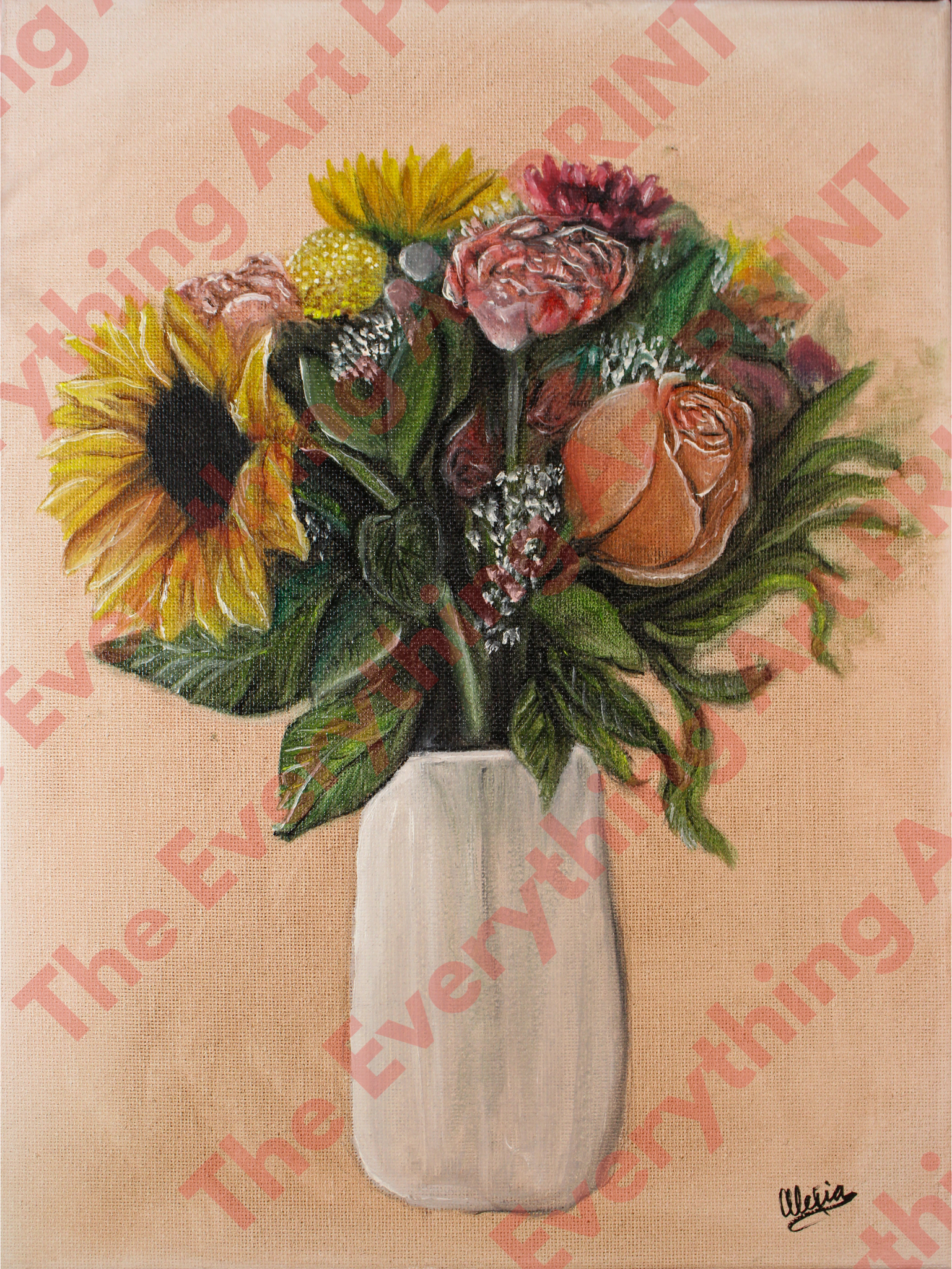 Oil Painted Flowers Print
