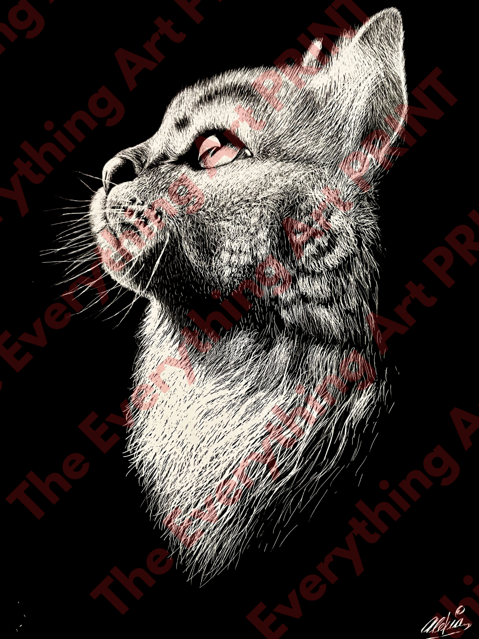 Scratch Art Cat Print