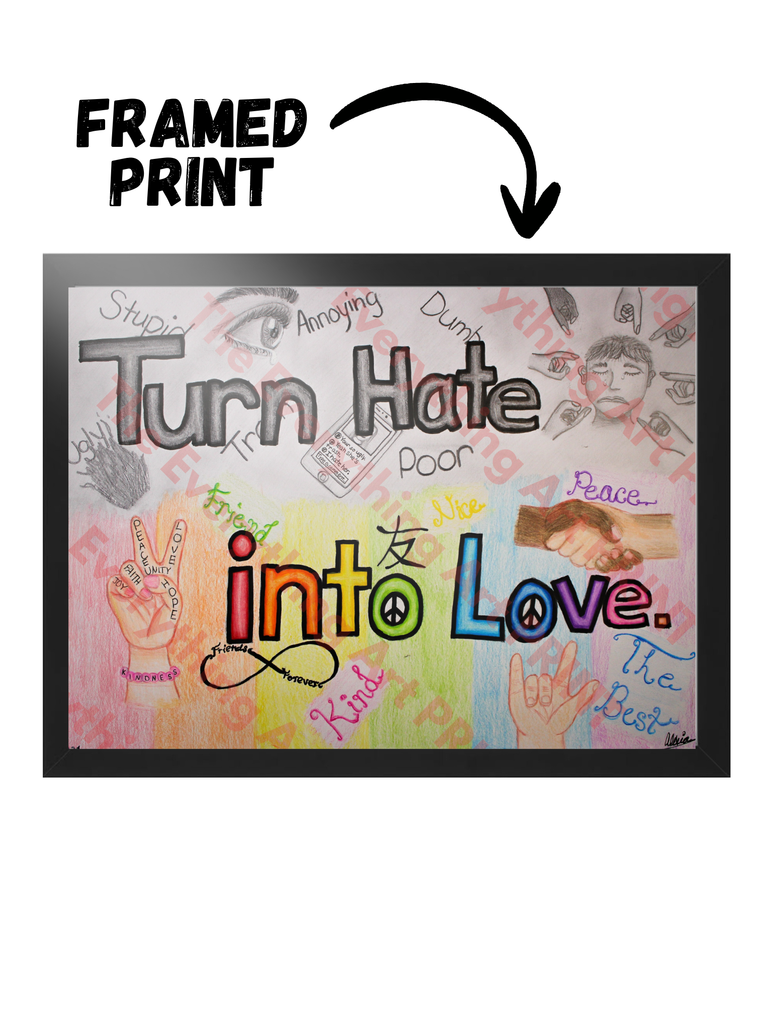 Turn Hate into Love Print