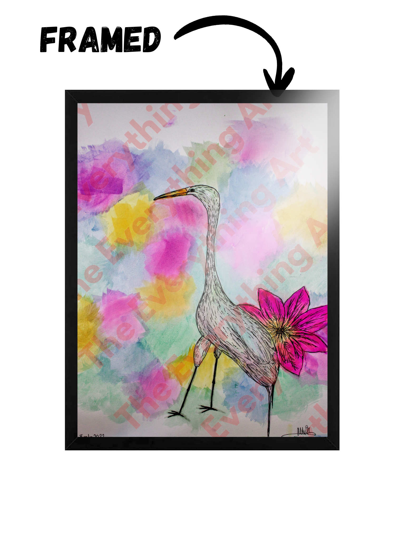 Watercolor Crane