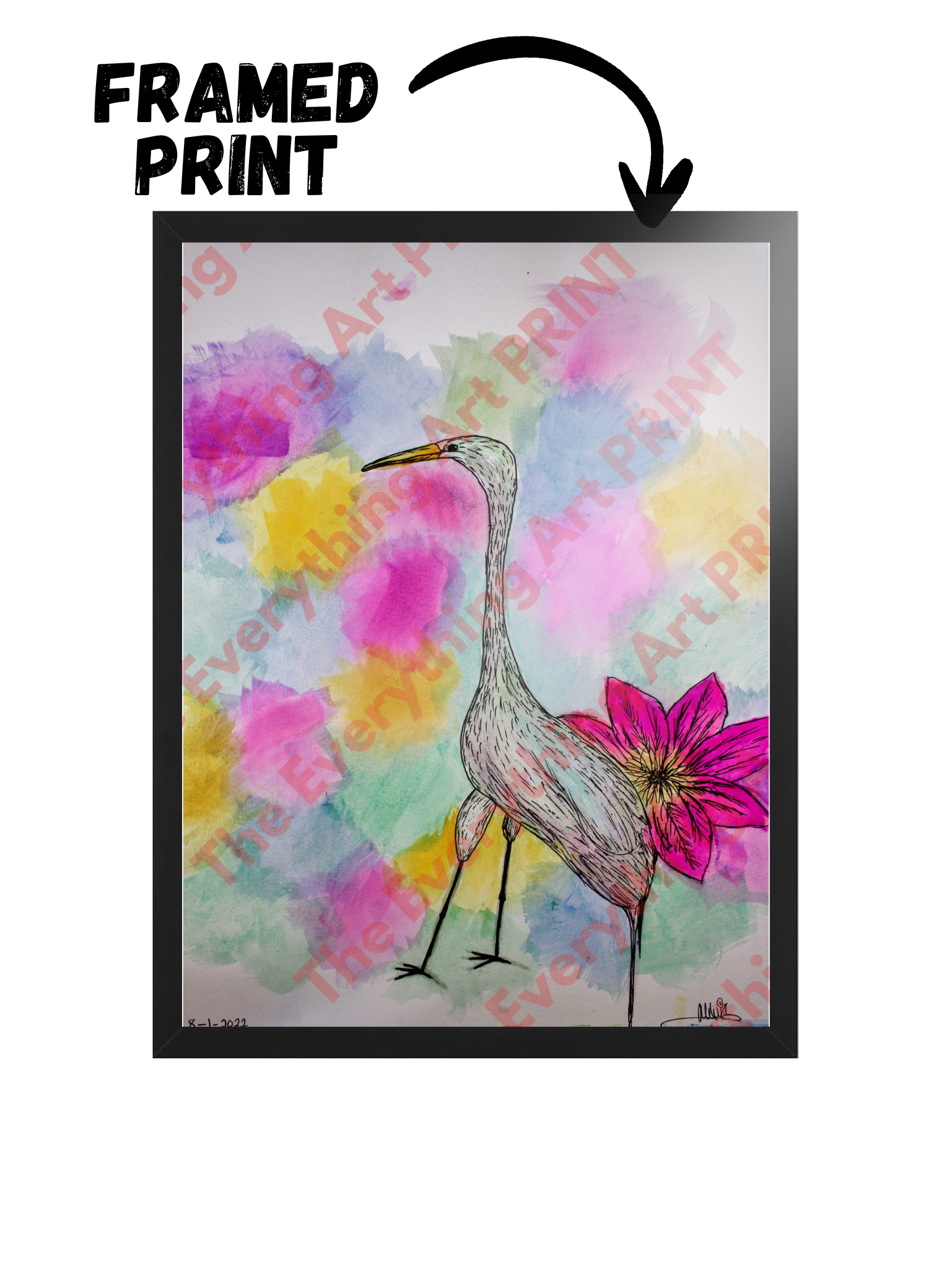 Watercolor Crane Print