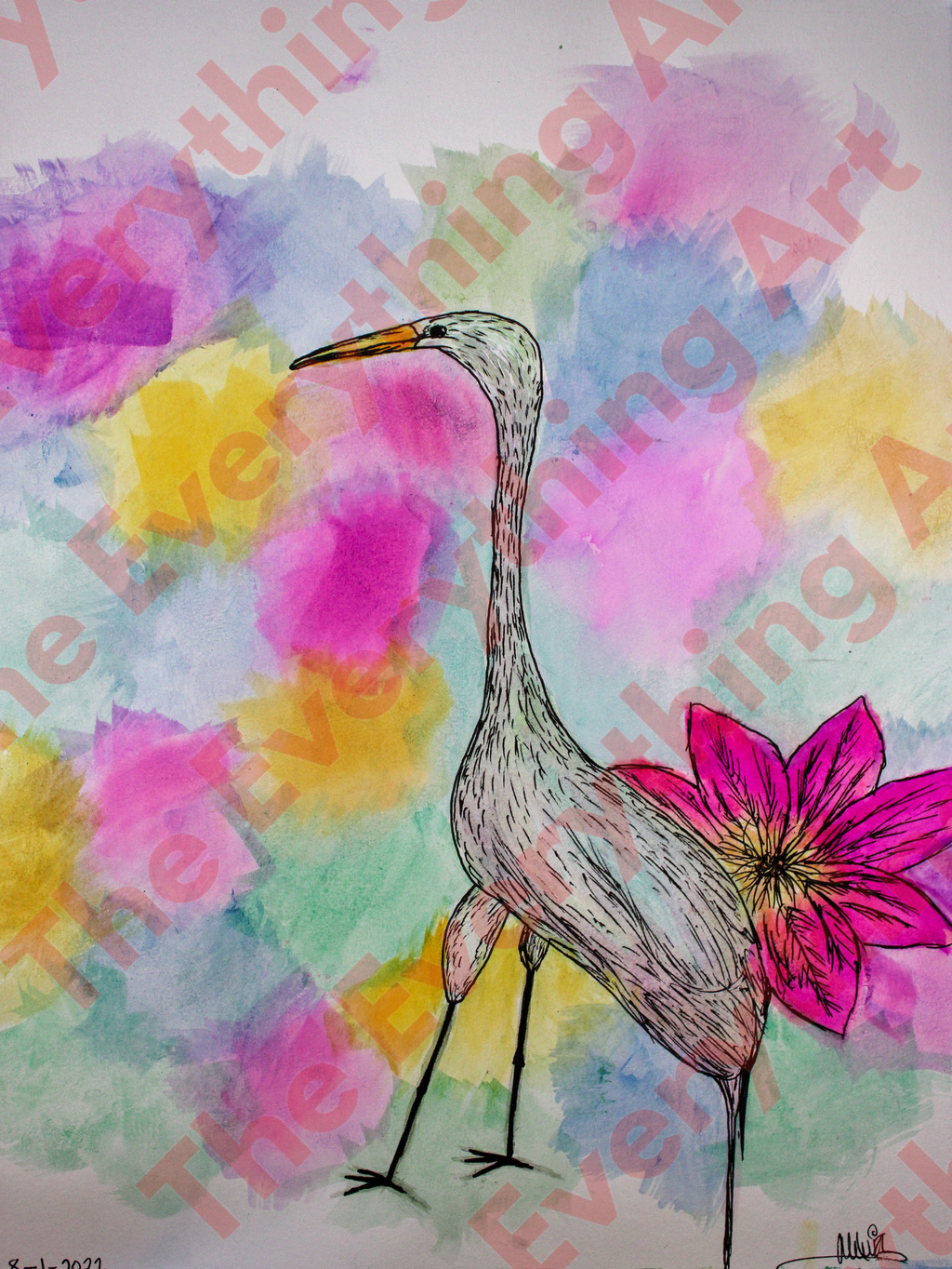 Watercolor Crane